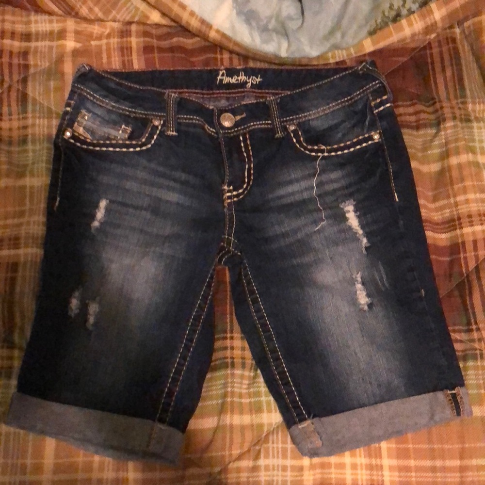 Amethyst distressed shorts